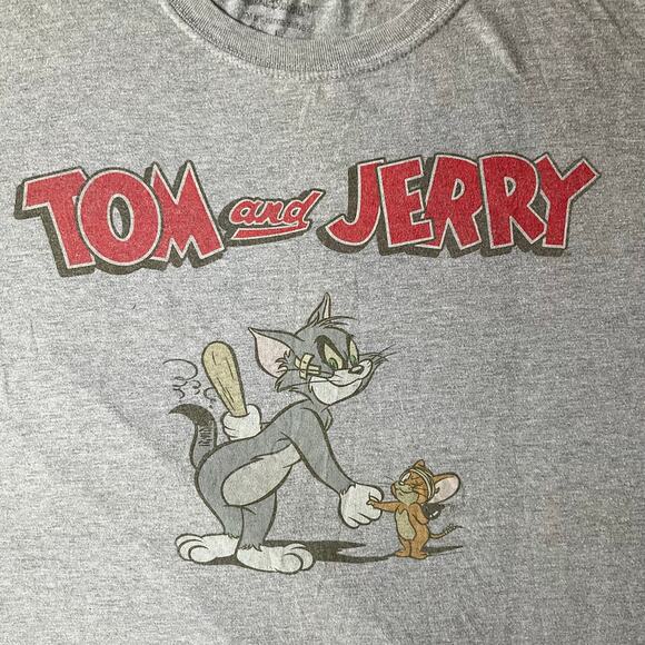 Hanna Banana Men short Sleeve Crewneck T-shirt size L, Gray, Tom & Jerry - Picture 5 of 7
